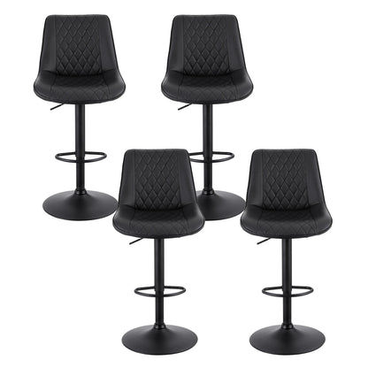 Artiss 4x Bar Stools Kitchen Swivel Gas Lift Counter Chair Diamond Leather Black BA-K-799G-BKX4