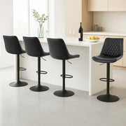 Artiss 4x Bar Stools Kitchen Swivel Gas Lift Counter Chair Diamond Leather Black BA-K-799G-BKX4
