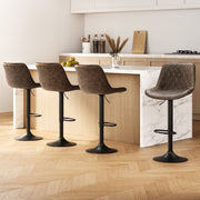 Artiss 4x Bar Stools Gas Lift Vintage Leather Brown BA-K-9976-BRX4