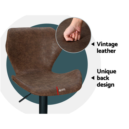 Artiss Bar Stools Kitchen Counter Stools Swivel Gas Lift Vintage Chairs Brown x2 BA-K-9977-BRX2
