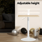 Artiss Bar Table Swivel Base Gas Lift Counter Dining Table 60CM Square Pine BA-K-BAR-TAB-01-WD