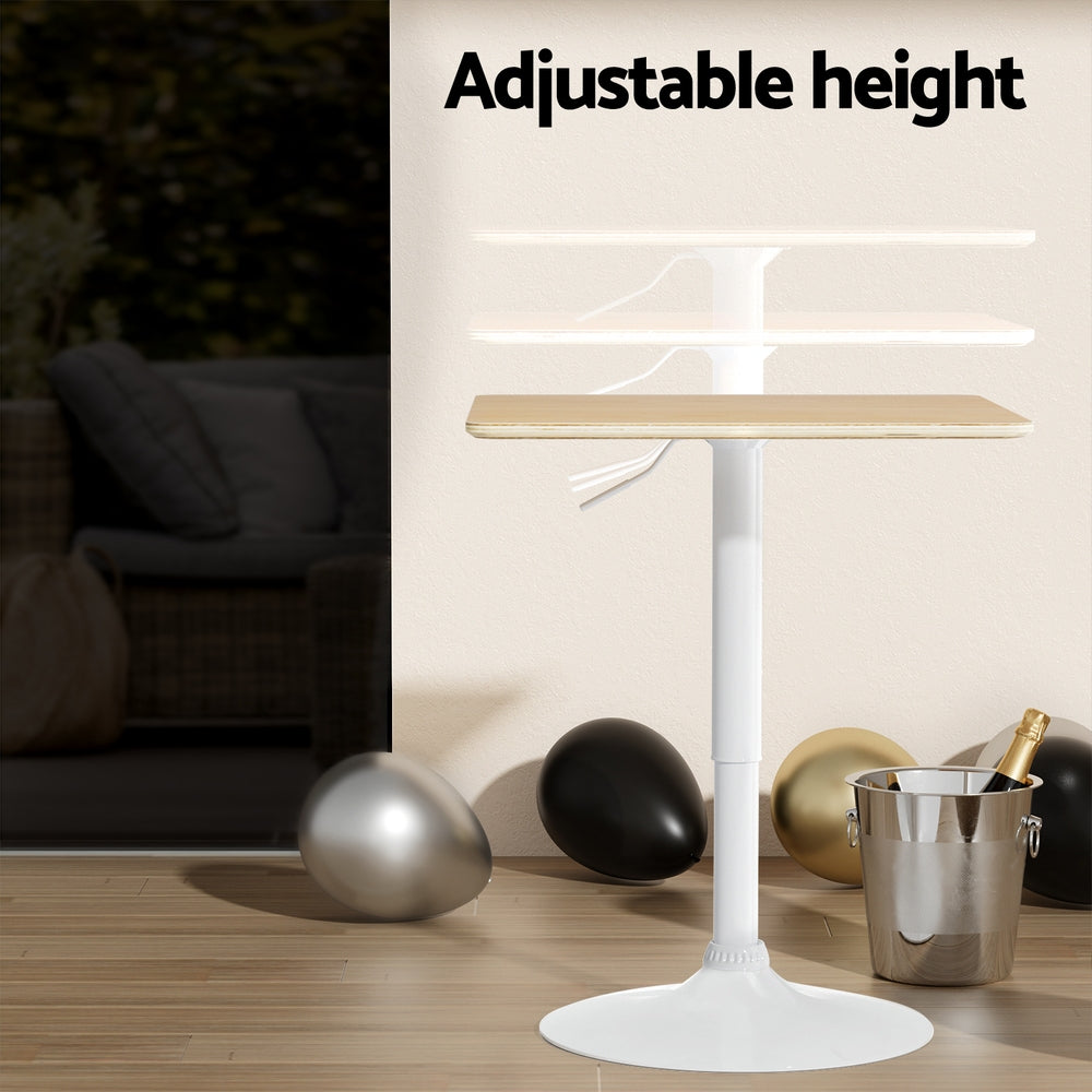 Artiss Bar Table Swivel Base Gas Lift Counter Dining Table 60CM Square Pine BA-K-BAR-TAB-01-WD