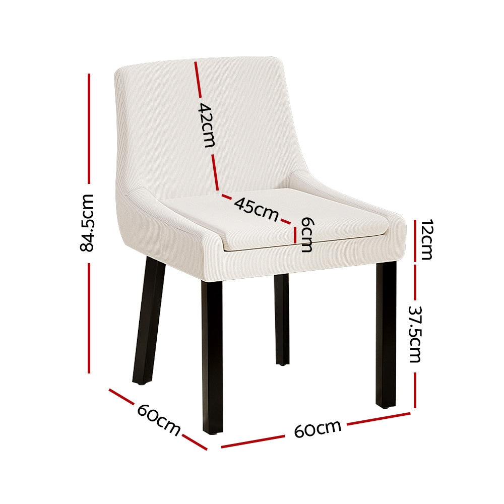 Artiss Dining Chairs Set of 2 Corduroy Wooden Beige BA-K-DIN-01-FA-BGX2