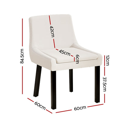 Artiss Dining Chairs Set of 2 Corduroy Wooden Beige BA-K-DIN-01-FA-BGX2