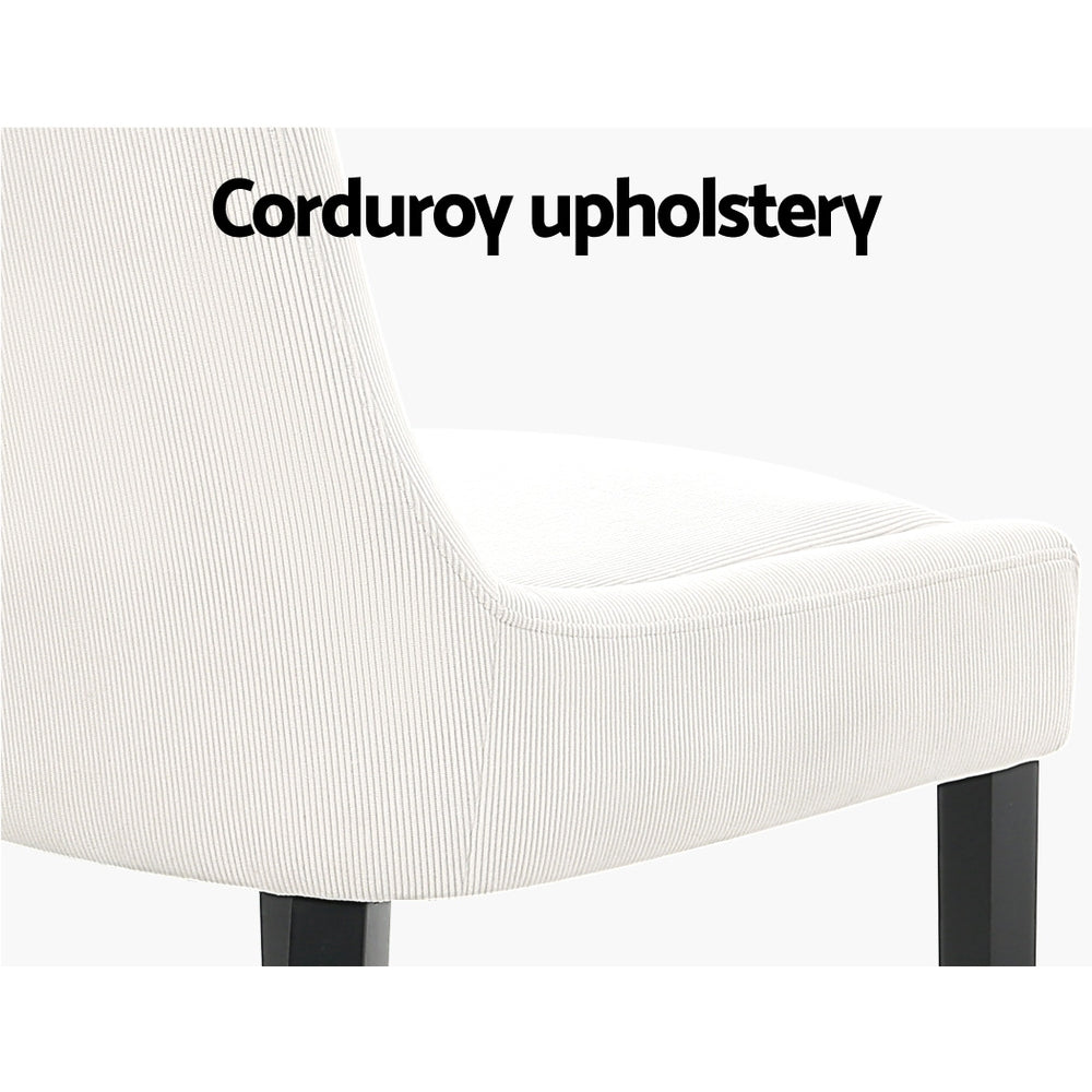 Artiss Dining Chairs Set of 2 Corduroy Wooden Beige BA-K-DIN-01-FA-BGX2