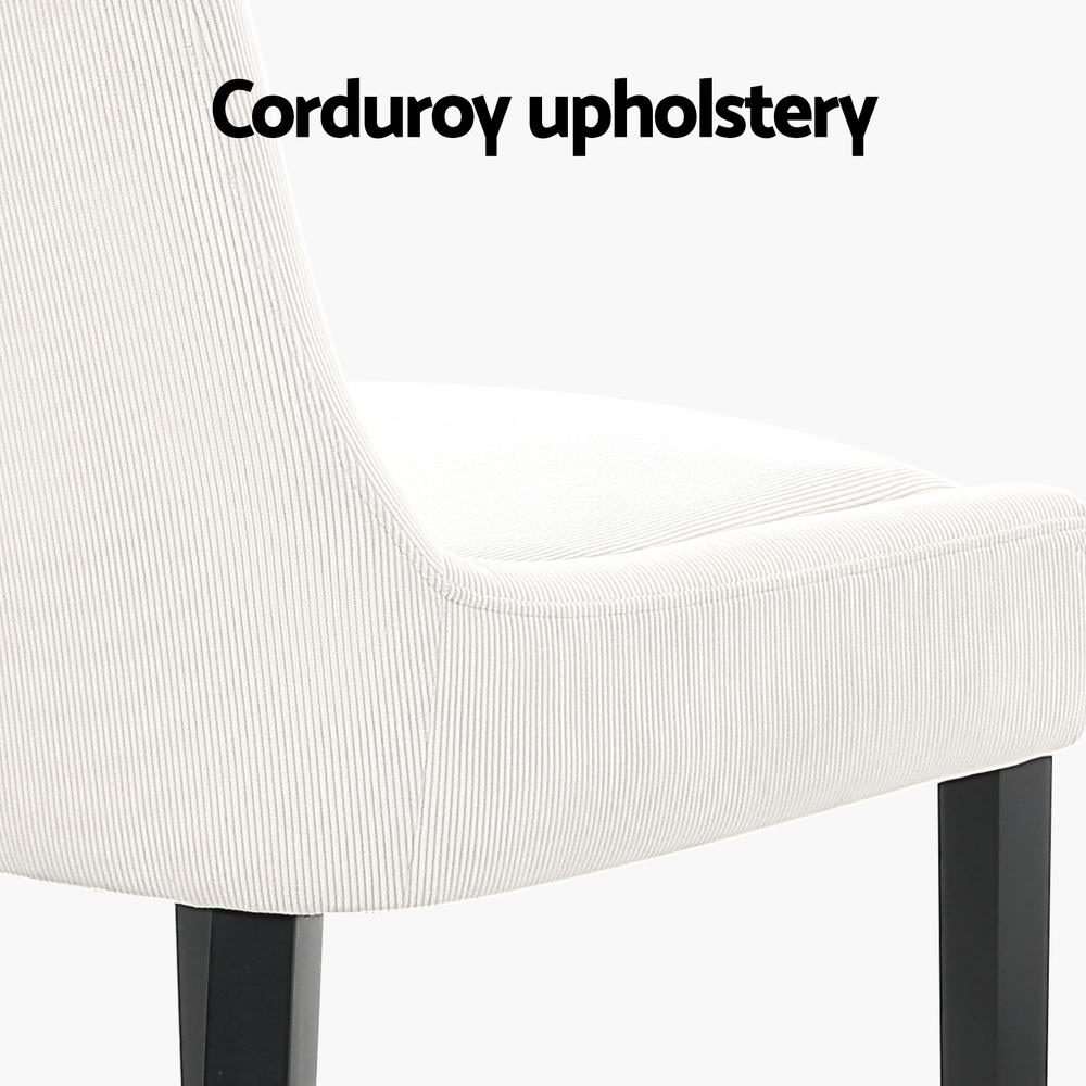 Artiss Dining Chairs Set of 4 Corduroy Wooden Beige BA-K-DIN-01-FA-BGX4