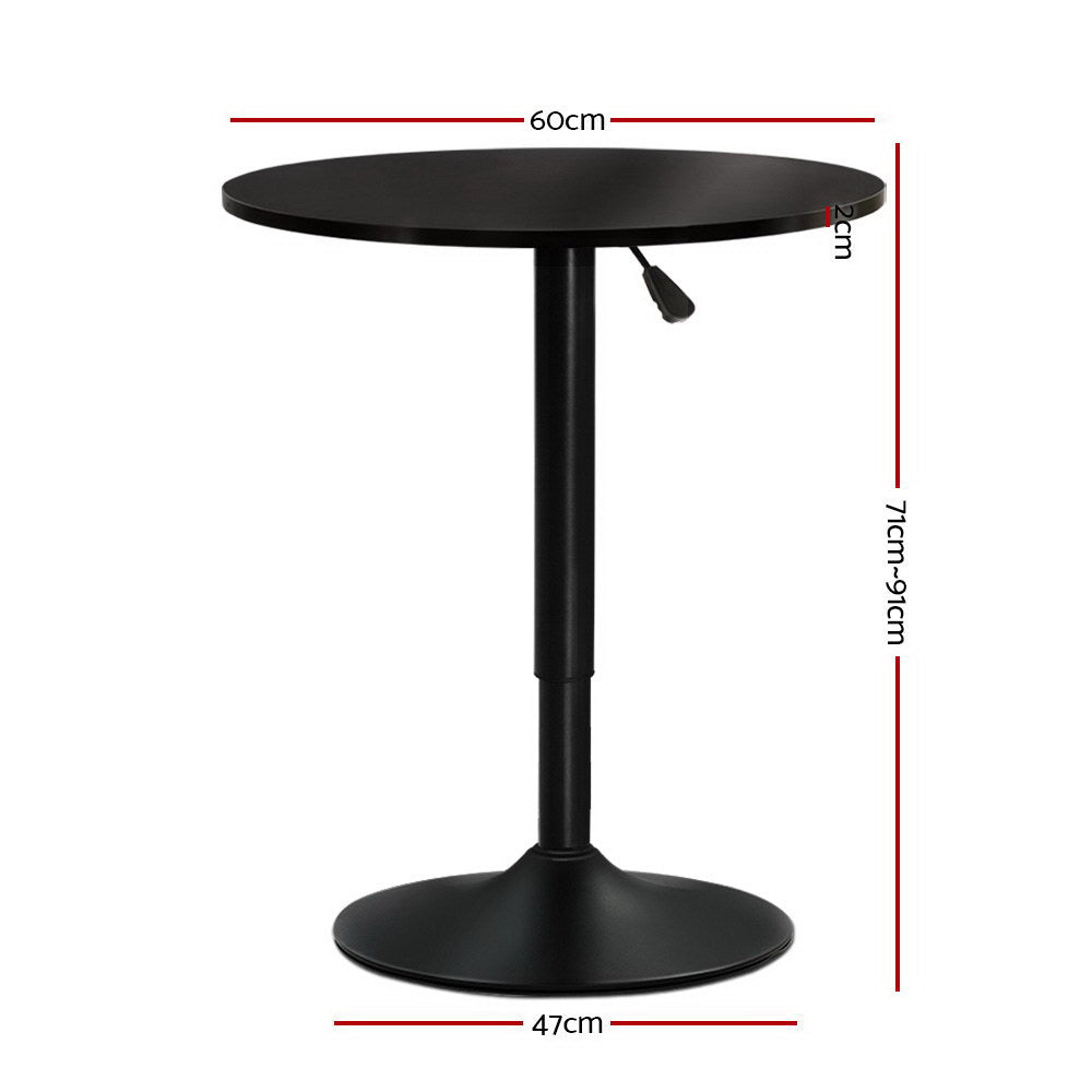 Artiss Bar Table Gas Lift Round Black BA-K-TB304-BK