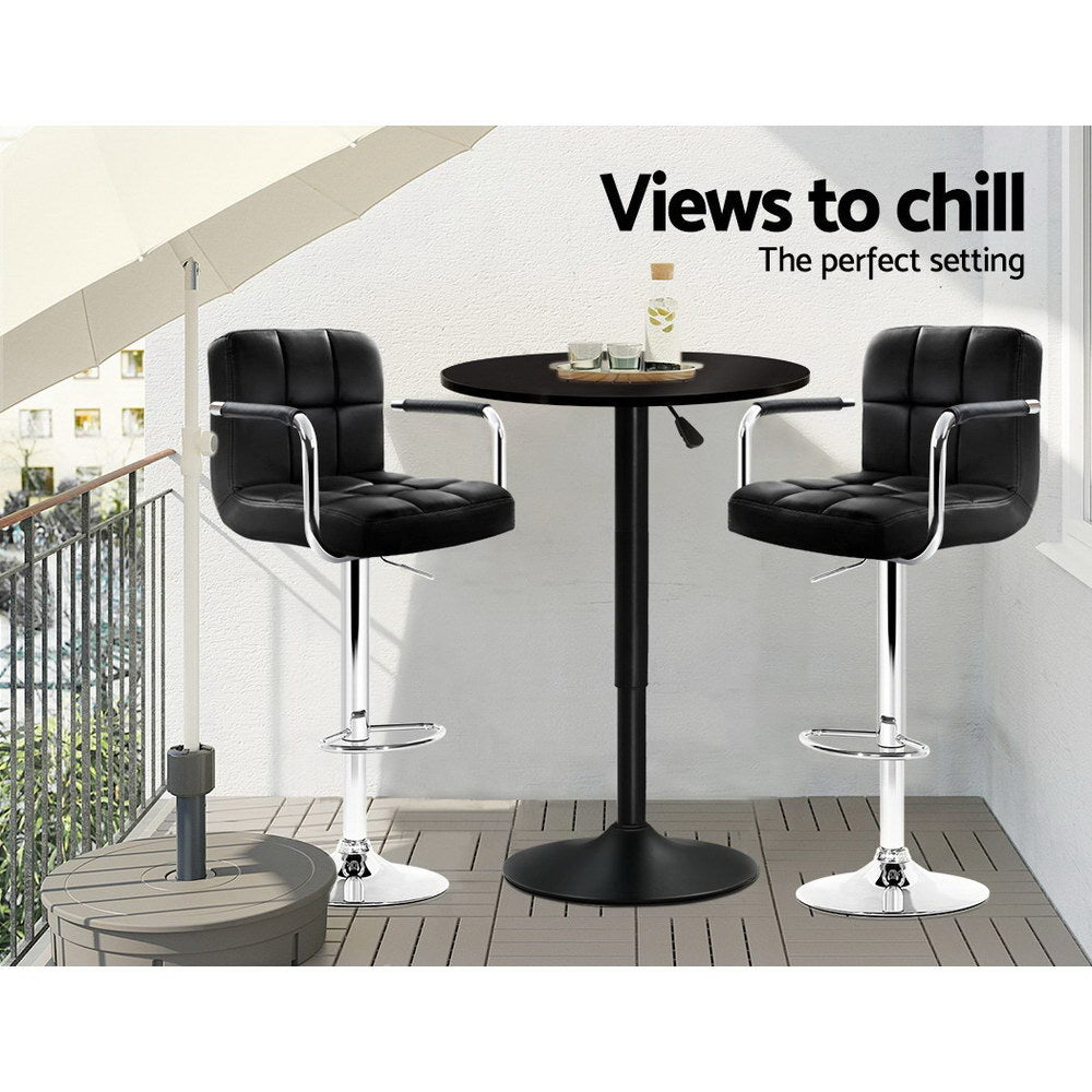 Artiss Bar Table Gas Lift Round Black BA-K-TB304-BK
