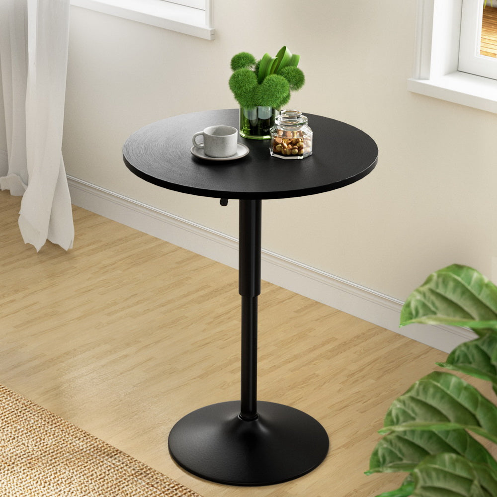 Artiss Bar Table Gas Lift Round Black BA-K-TB304-BK