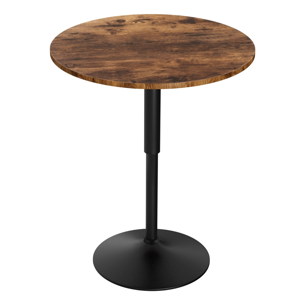 Artiss Height Adjustable Bar Table 360 Swivel Round Gaslift Design 60cm Rustic Brown Black BA-K-TB304-BR