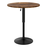Artiss Height Adjustable Bar Table 360 Swivel Round Gaslift Design 60cm Rustic Brown Black BA-K-TB304-BR