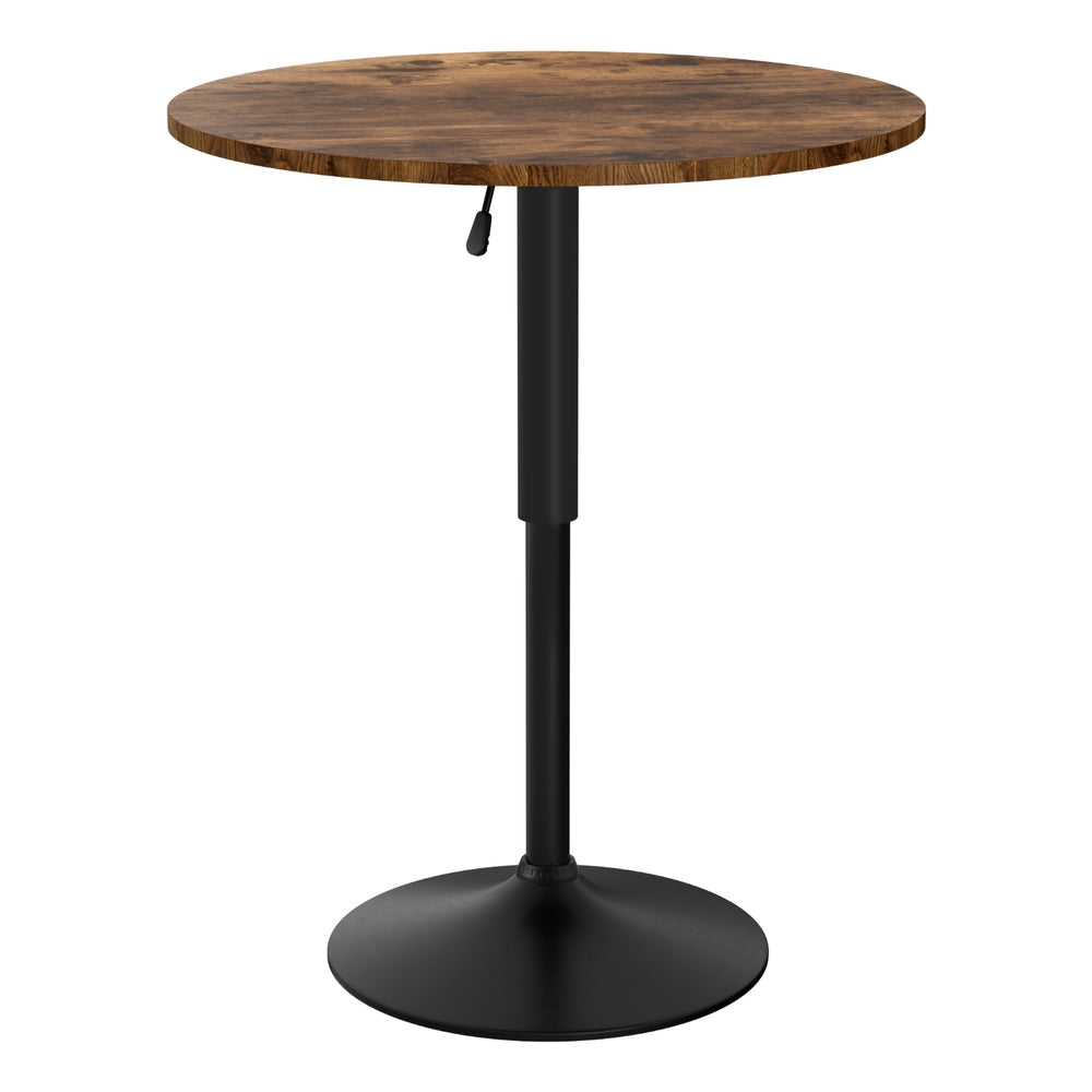 Artiss Height Adjustable Bar Table 360 Swivel Round Gaslift Design 60cm Rustic Brown Black BA-K-TB304-BR