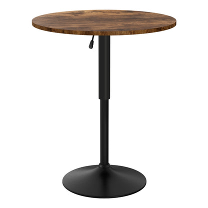 Artiss Height Adjustable Bar Table 360 Swivel Round Gaslift Design 60cm Rustic Brown Black BA-K-TB304-BR