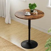 Artiss Height Adjustable Bar Table 360 Swivel Round Gaslift Design 60cm Rustic Brown Black BA-K-TB304-BR