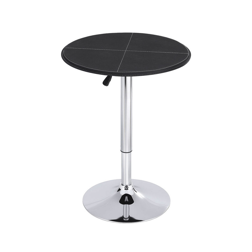 Artiss Bar Table Round Swivel Height Adjustable 62cm Modern PVC Leather Black BA-K-TB304PVC-BK