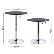 Artiss Bar Table Round Swivel Height Adjustable 62cm Modern PVC Leather Black BA-K-TB304PVC-BK