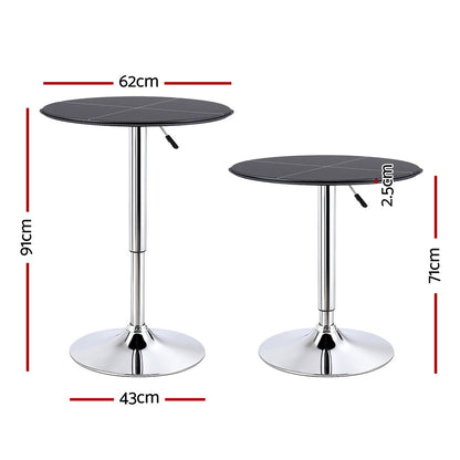Artiss Bar Table Round Swivel Height Adjustable 62cm Modern PVC Leather Black BA-K-TB304PVC-BK