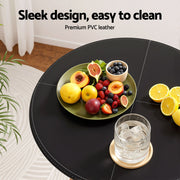 Artiss Bar Table Round Swivel Height Adjustable 62cm Modern PVC Leather Black BA-K-TB304PVC-BK