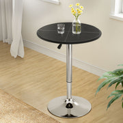 Artiss Bar Table Round Swivel Height Adjustable 62cm Modern PVC Leather Black BA-K-TB304PVC-BK