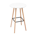 Artiss Bar Table Round Counter Kitchen Dining Desk Pub 98cm Height Wood White BA-K-TB310-WH