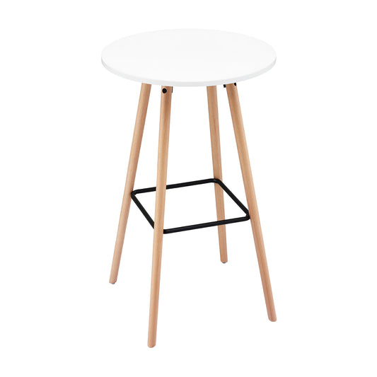 Artiss Bar Table Round Counter Kitchen Dining Desk Pub 98cm Height Wood White BA-K-TB310-WH