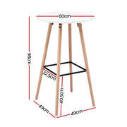 Artiss Bar Table Round Counter Kitchen Dining Desk Pub 98cm Height Wood White BA-K-TB310-WH