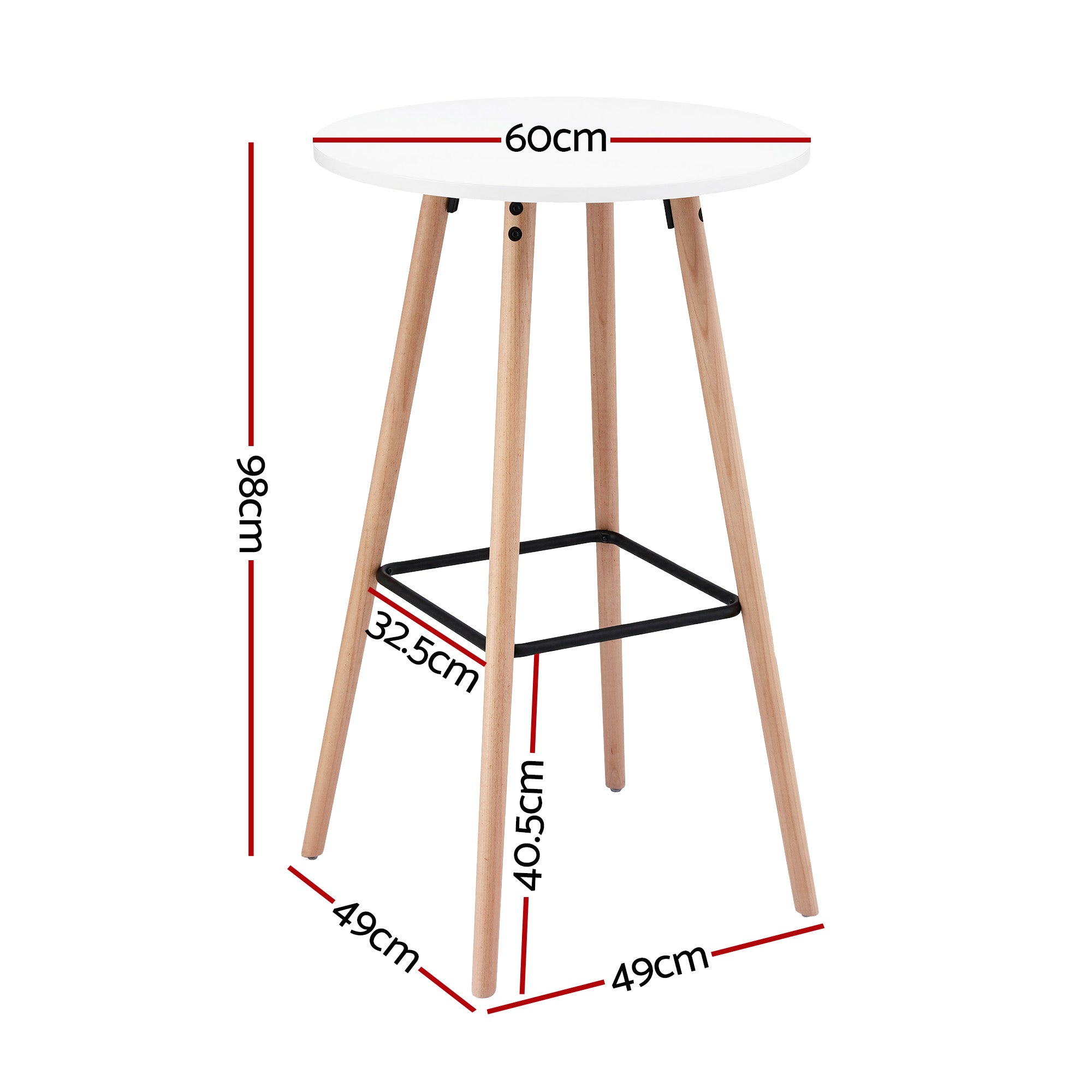 Artiss Bar Table Round Counter Kitchen Dining Desk Pub 98cm Height Wood White BA-K-TB310-WH