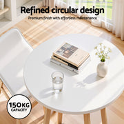 Artiss Bar Table Round Counter Kitchen Dining Desk Pub 98cm Height Wood White BA-K-TB310-WH