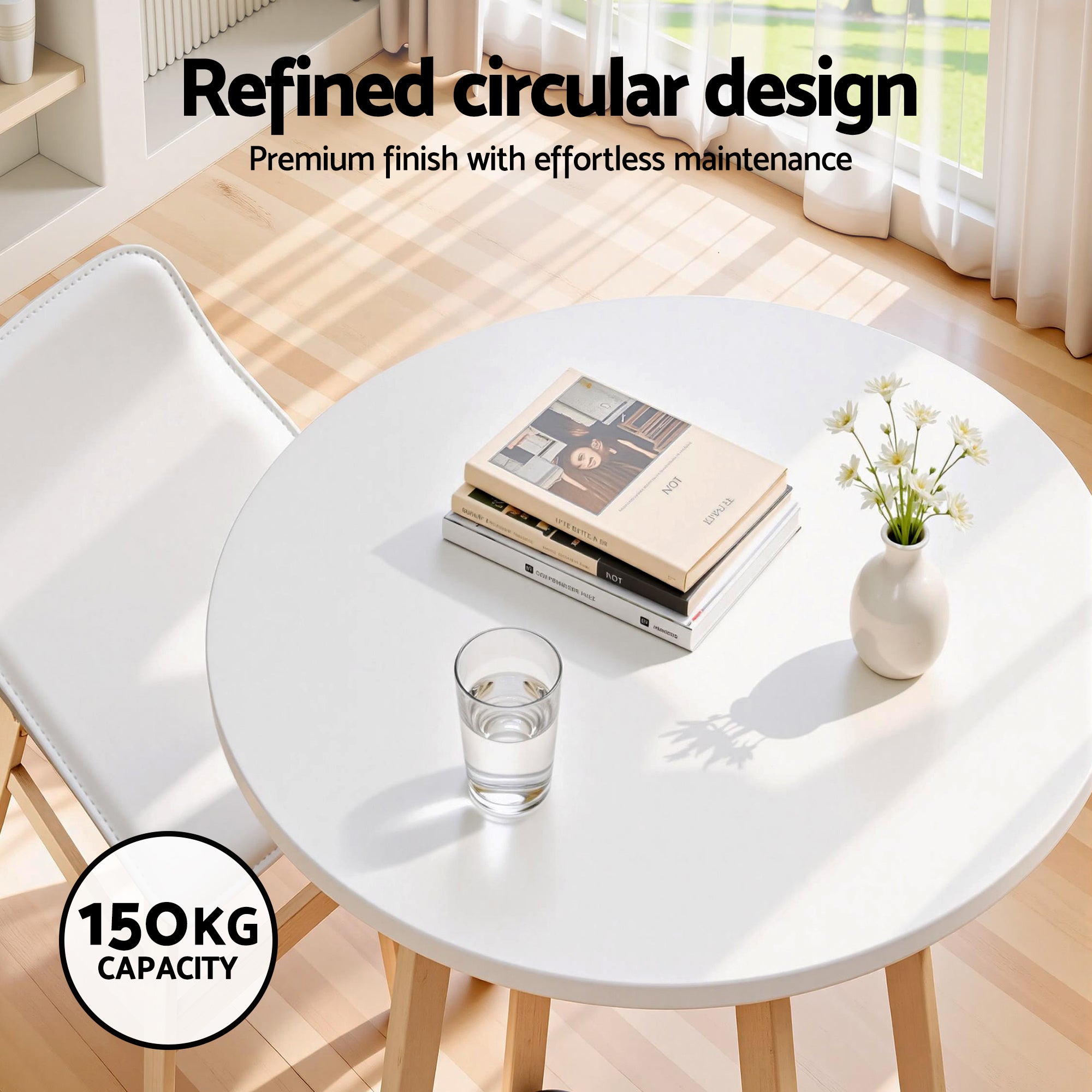 Artiss Bar Table Round Counter Kitchen Dining Desk Pub 98cm Height Wood White BA-K-TB310-WH