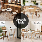Artiss Bar Table Round Counter Kitchen Dining Desk Pub 98cm Height Wood White BA-K-TB310-WH