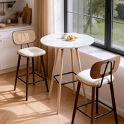 Artiss Bar Table Round Counter Kitchen Dining Desk Pub 98cm Height Wood White BA-K-TB310-WH