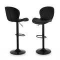 Artiss 2x Bar Stools Kitchen Swivel Gas Lift Counter Chair Shell Leather Black BA-KJ-5681-BKX2