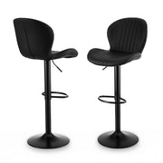 Artiss 2x Bar Stools Kitchen Swivel Gas Lift Counter Chair Shell Leather Black BA-KJ-5681-BKX2