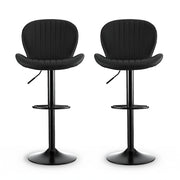 Artiss 2x Bar Stools Kitchen Swivel Gas Lift Counter Chair Shell Leather Black BA-KJ-5681-BKX2