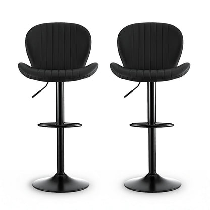 Artiss 2x Bar Stools Kitchen Swivel Gas Lift Counter Chair Shell Leather Black BA-KJ-5681-BKX2