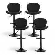 Artiss 4x Bar Stools Kitchen Swivel Gas Lift Counter Chair Shell Leather Black BA-KJ-5681-BKX4
