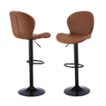Artiss 2x Bar Stools Kitchen Swivel Gas Lift Counter Chair Shell Leather Brown BA-KJ-5681-BRX2