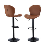 Artiss 2x Bar Stools Kitchen Swivel Gas Lift Counter Chair Shell Leather Brown BA-KJ-5681-BRX2