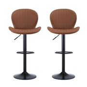 Artiss 2x Bar Stools Kitchen Swivel Gas Lift Counter Chair Shell Leather Brown BA-KJ-5681-BRX2
