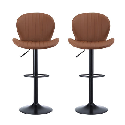 Artiss 2x Bar Stools Kitchen Swivel Gas Lift Counter Chair Shell Leather Brown BA-KJ-5681-BRX2