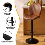 Artiss 2x Bar Stools Kitchen Swivel Gas Lift Counter Chair Shell Leather Brown BA-KJ-5681-BRX2