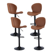 Artiss 4x Bar Stools Kitchen Swivel Gas Lift Counter Chair Shell Leather Brown BA-KJ-5681-BRX4