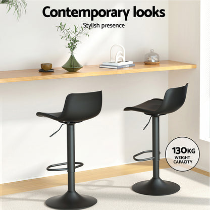 Artiss 2x Bar Stools Padded Seat Gas Lift Black BA-KJ-GL-BPP-SPU-BKX2