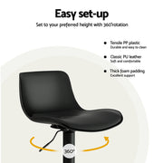 Artiss 2x Bar Stools Padded Seat Gas Lift Black BA-KJ-GL-BPP-SPU-BKX2
