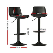 Artiss 4x Bar Stools Padded Seat Gas Lift Black BA-KJ-GL-BPP-SPU-BKX4