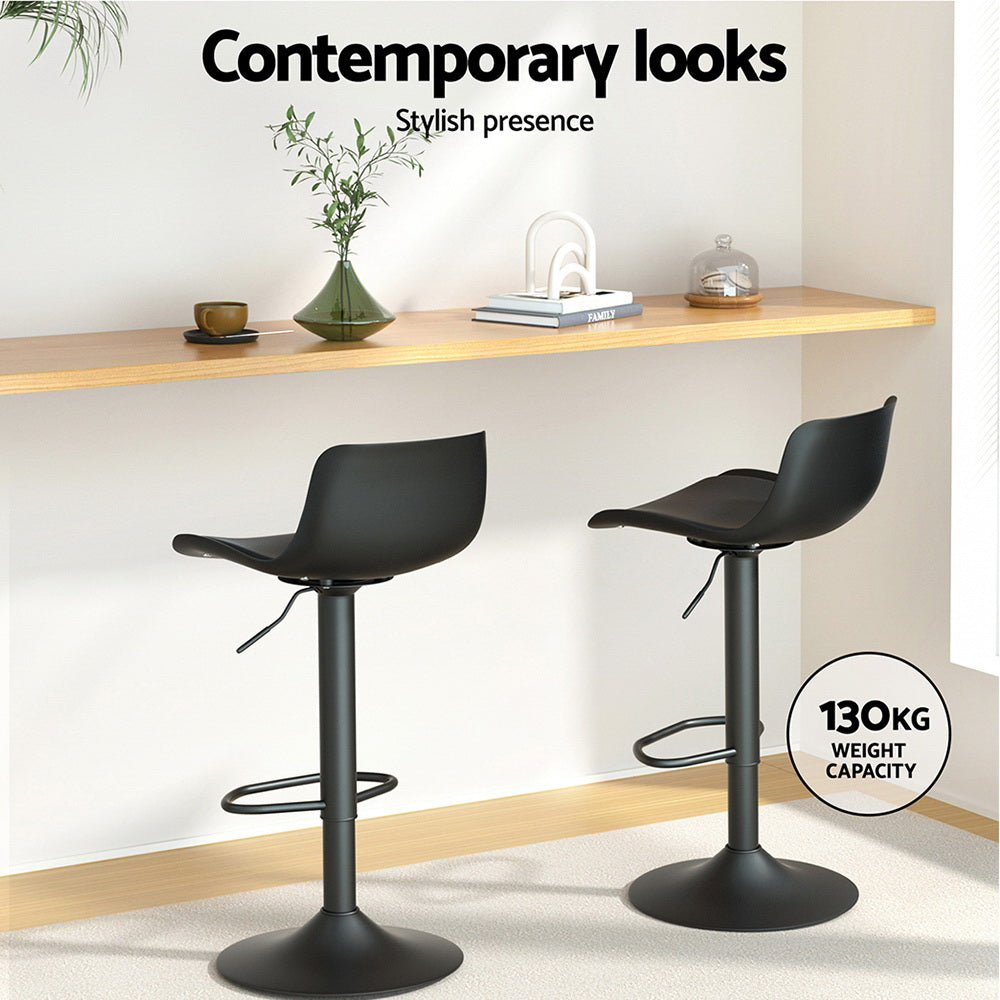 Artiss 4x Bar Stools Padded Seat Gas Lift Black BA-KJ-GL-BPP-SPU-BKX4