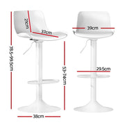 Artiss Bar Stools Kitchen Swivel Gas Lift Stool Leather Dining Chairs White x2 BA-KJ-GL-BPP-SPU-WHX2