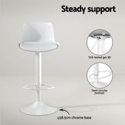Artiss Bar Stools Kitchen Swivel Gas Lift Stool Leather Dining Chairs White x2 BA-KJ-GL-BPP-SPU-WHX2