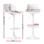 4x Artiss Bar Stools Kitchen Swivel Gas Lift Stool Leather Dining Chairs White BA-KJ-GL-BPP-SPU-WHX4