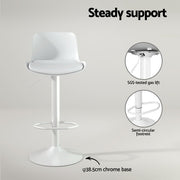 4x Artiss Bar Stools Kitchen Swivel Gas Lift Stool Leather Dining Chairs White BA-KJ-GL-BPP-SPU-WHX4